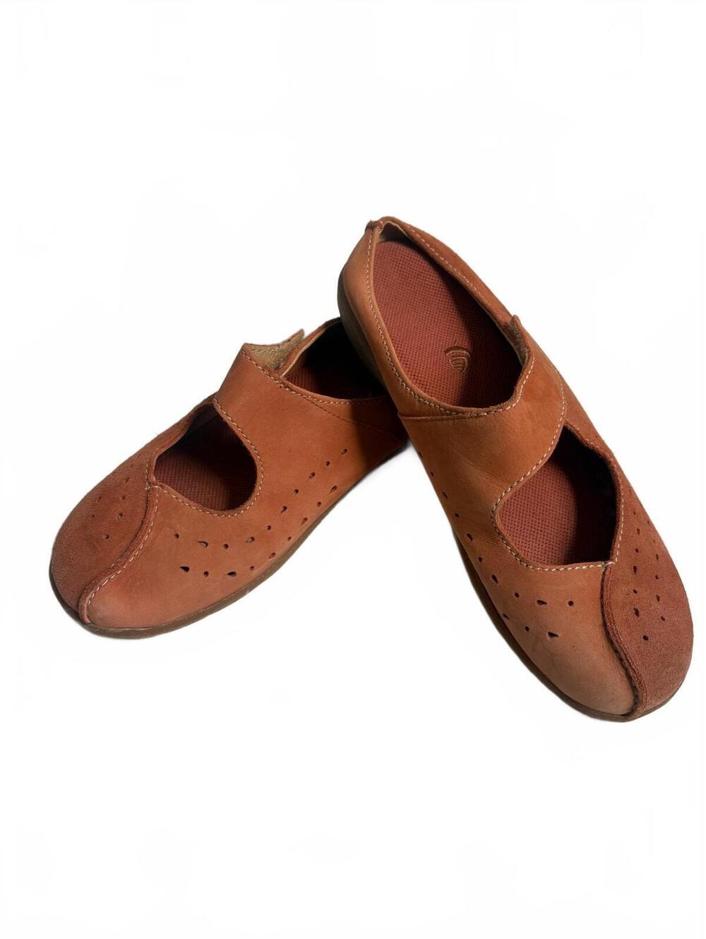 Acorn | Women’s Suede Leather Orange Slip On Mary Jane Flat Shoe Size 9‎